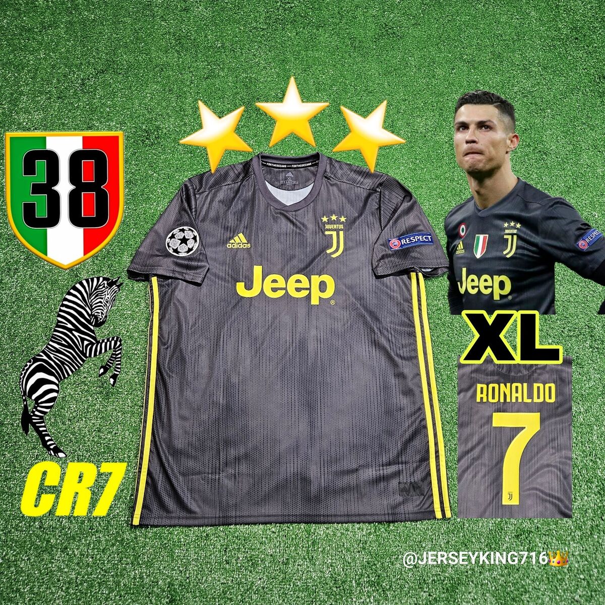 🇮🇹🦓 Adidas Juventus Ronaldo #7 2018/2019 Home Third 3rd 🇮🇹🦓 Adidas Juventus Ronaldo #7 2018/2019 Home Third 3rd