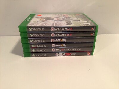 Xbox One Sports Game Lot Of 6: Madden 15 & 16, FIFA 16 & 18, NHL 15, NBA2k16