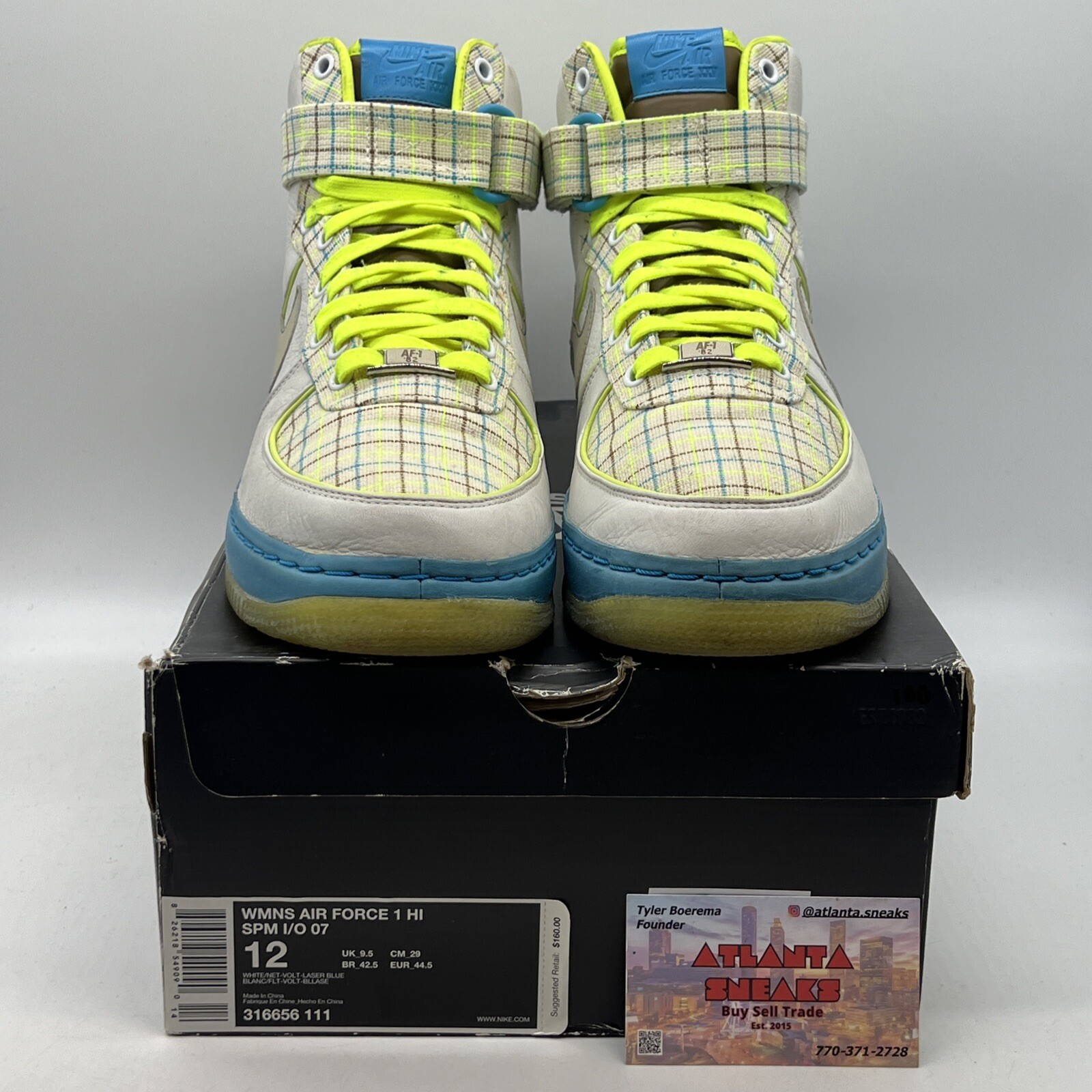 Size 12 - Nike Air Force 1 Hi Spm I/O 07 White W Blue Tan Leather 