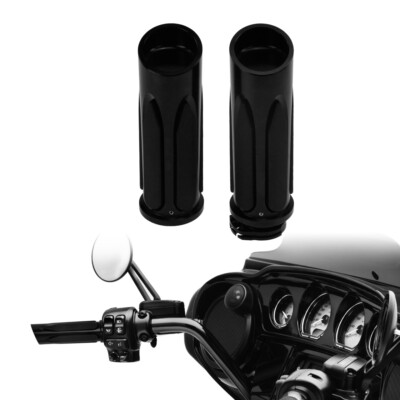 1'' Black Rubber Handle Bar Hand Grips For Harley Softail Touring Road Glide