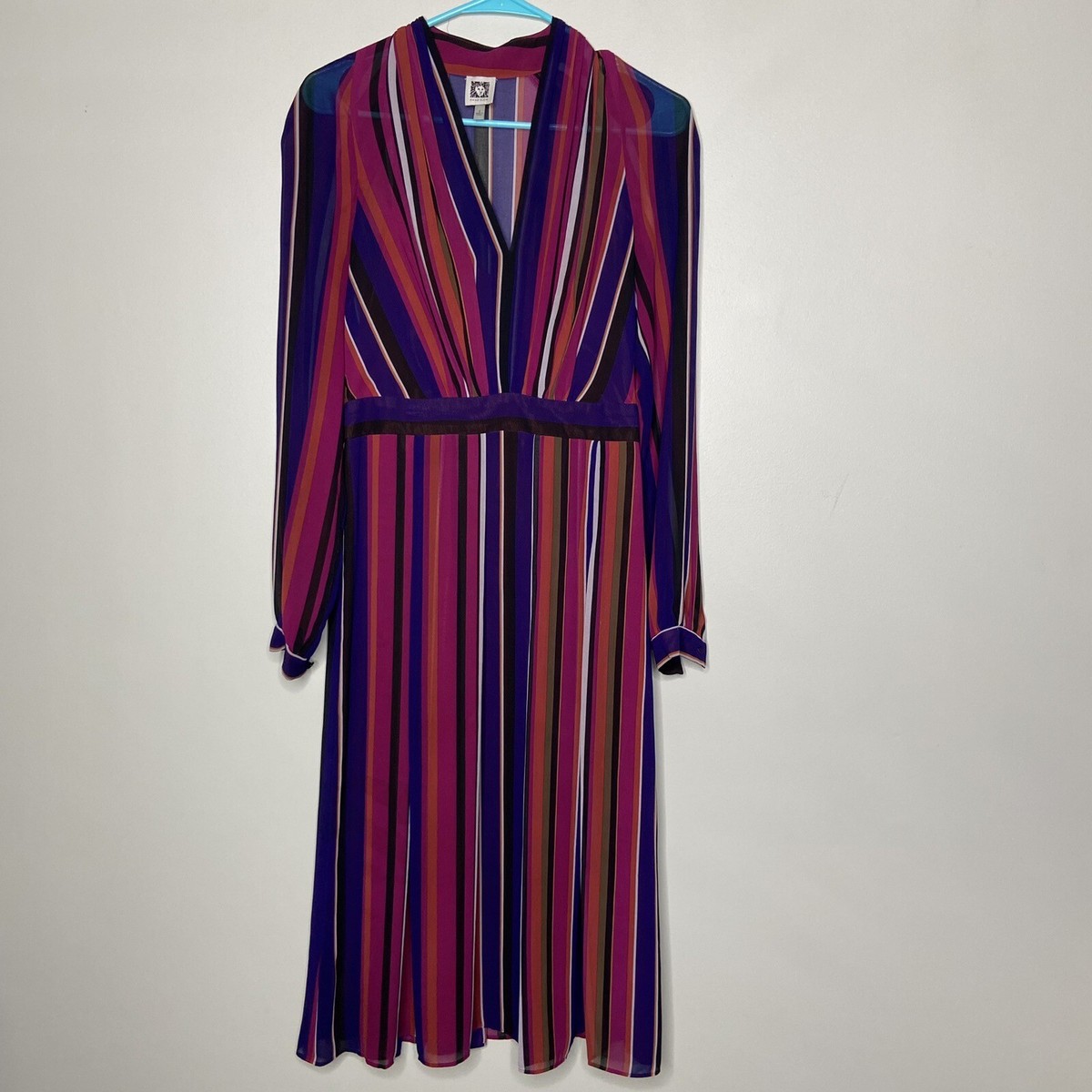 Anne Klein Striped Fit & Flare Dress - Size 6 African Violet Combo | eBay