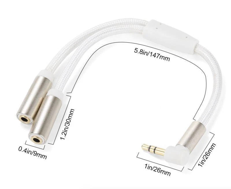 3.5mm Male to 2 x 3.5mm Female Headset Audio Extension Cable Y Splitter 0.2m - Image 4 of 4