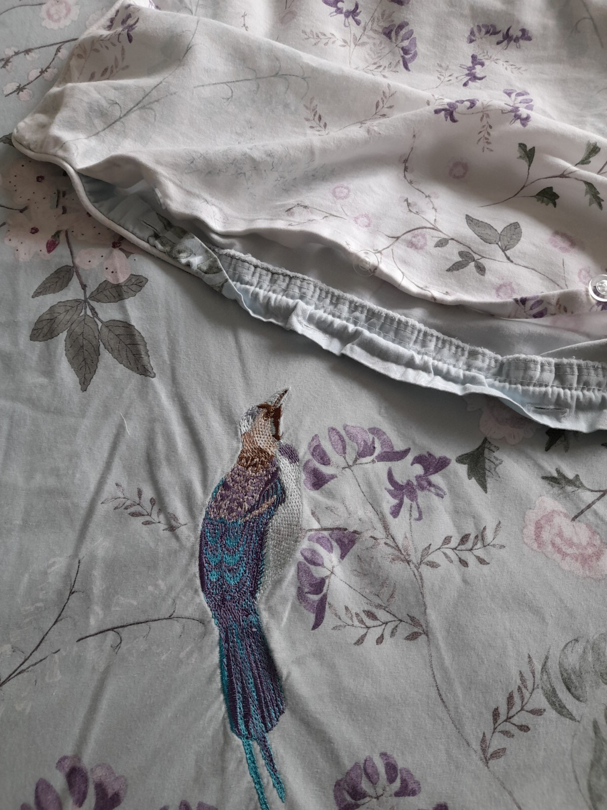 Dorma Maiya King Size Embroidered Duvet Cover Duck Egg 100 Cotton