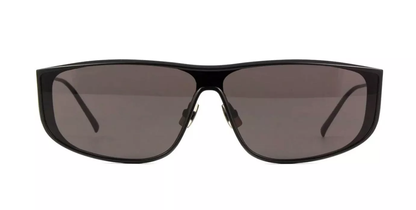 Occhiali da sole Saint Laurent uomo SL 605 LUNA rettangolari nero grigio vendita al dettaglio $685