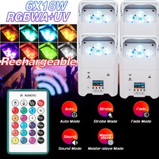 6x18W LED RGBWA UV Wireless PAR Light Battery DJ Uplights Wifi APP DMX Control