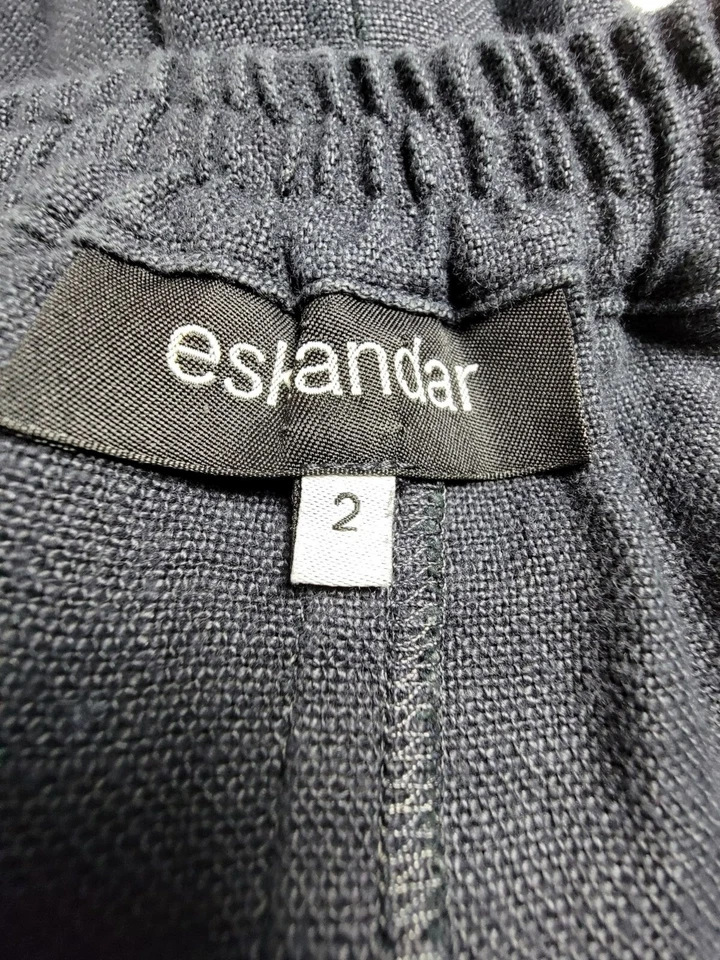 Eskandar Women's Linen Pull On High Rise Casual Straight Mini Skirt Gray  2 - Image 4 of 4