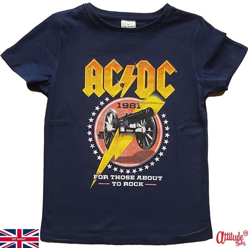 ACDC Kids T Shirt-Official-Navy-For 