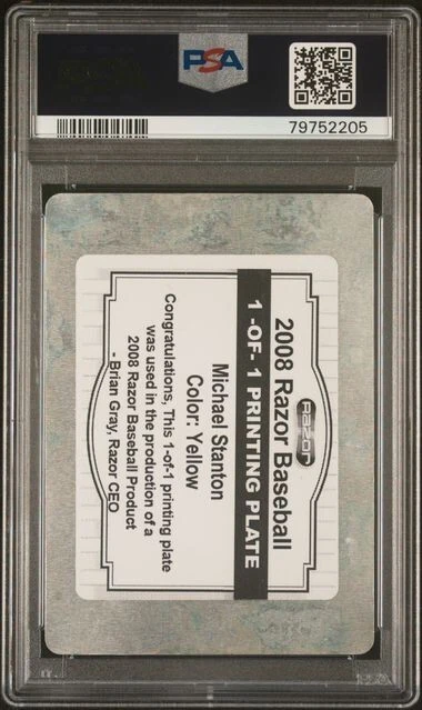 2008 Razor Mike Giancarlo Stanton Printing Plate 1/1 Signed PSA/DNA Auto POP 1 - Image 2 of 4