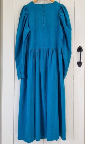 Vintage Laura Ashley Size 12 Green Turquoise Needlecord Dress - Picture 4 of 4