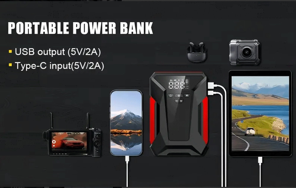 99800mAh Car Jump Starter with Air Compressor Battery Jumper Box Charger Booster