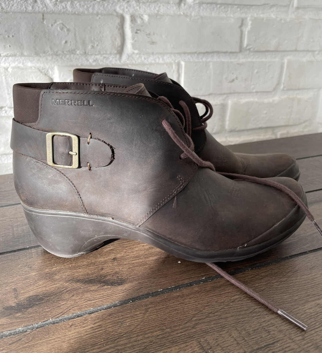 Stivaletti stringati Merrell Veranda in pelle marrone nuvoloso misura 9