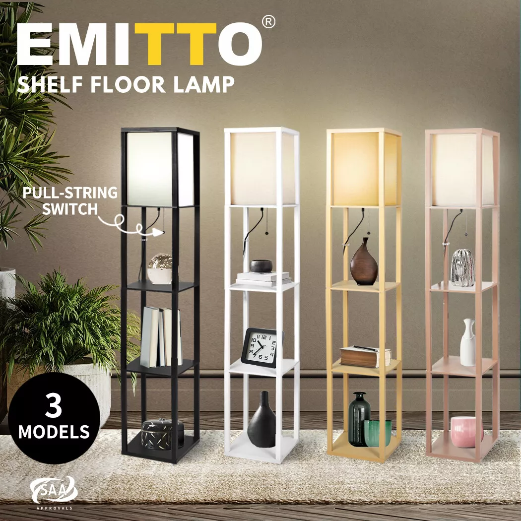 Emitto LED Floor Lamp Tripod Corner Storage Shelf Stand Reading