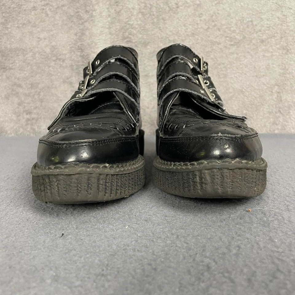 T.U.K. Pointed Creeper Sneakers Womens 6M Back Leather Adjustable 3-Buckle Boots - Image 3 of 4