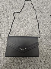 Vintage Carla Marchi-Black Satin with Rhinestones Clutch/Crossbody Purse
