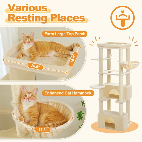 PAWZ Road Cat Tree Tower Scratching Post Scratcher Large Cats Condo House 170cm - Picture 47 of 50