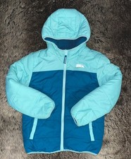 EDDIE BAUER Puffer Jacket Kids Large 10-12 years teal/turquoise reversible VGUC