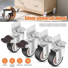 4x Heavy Duty TPR+Metal Swivel Castor Wheels with Brake Furniture Trolley 240kg
