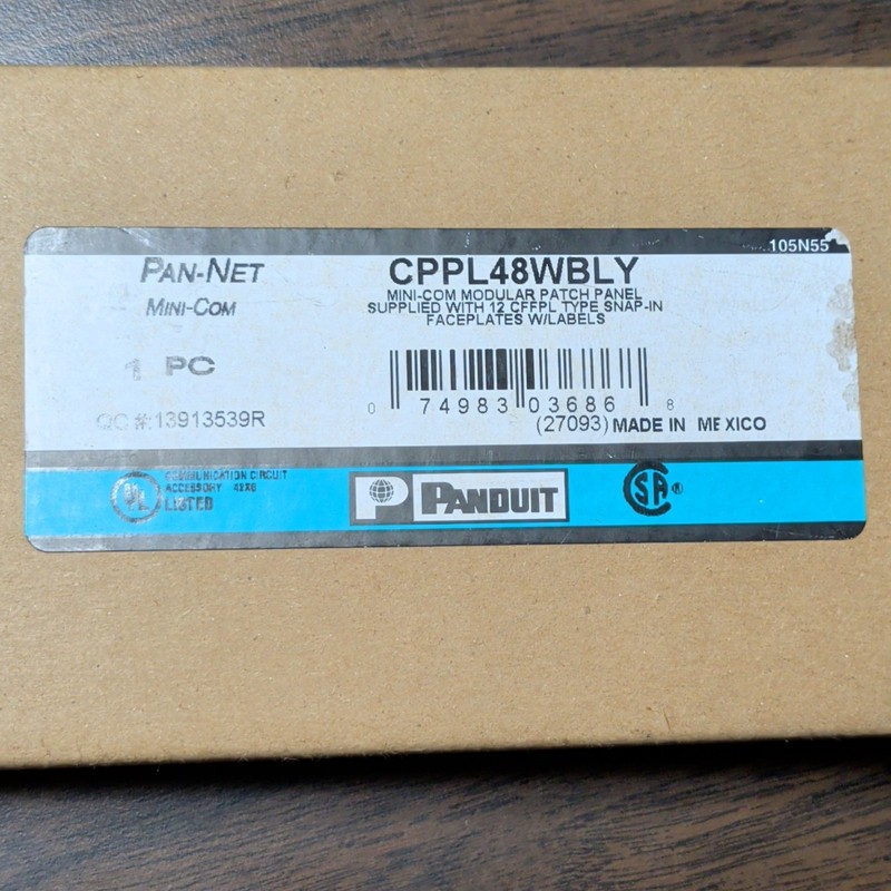 Panduit Mini-Com CPPL48WBLY 48-Port Modular Patch Panel 2U 19" Snap-In Black 
