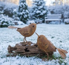 SET 2 Vögel Edelrost 3D Gartendeko Vogel Vintage Rustikal Topfstecker Rost Figur