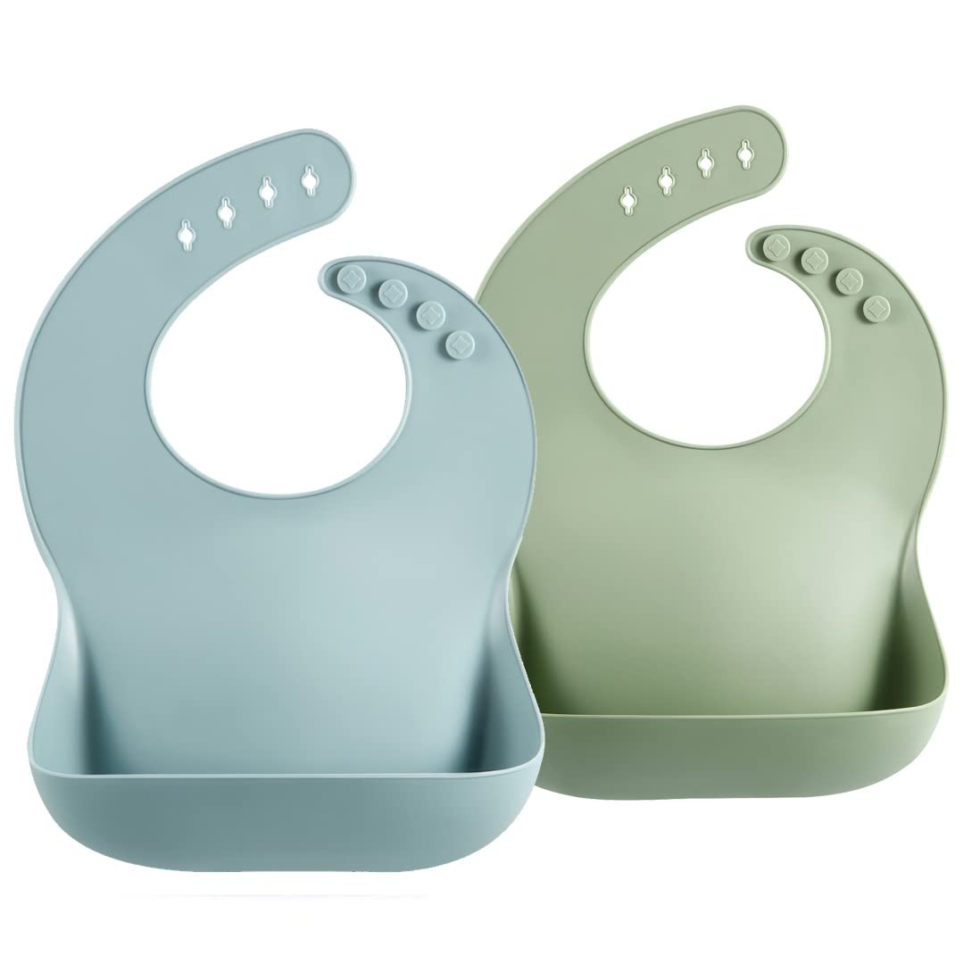 Bavoirs bébé en silicone souple avec récupérateur : fini les taches sur les vêtements