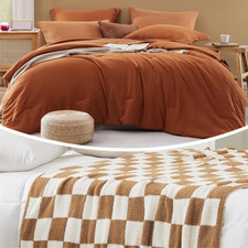 Comforter Set with Cozy Checkered Throw Blanket Bundle