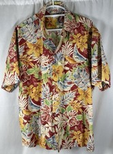 VTG Pierre Cardin Shirt Men's XL Short Sleeve Floral Hawaiian Button Cotton