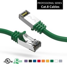 5 Pack of 2Ft CAT8 S/FTP Ethernet Network Cable Green 26AWG