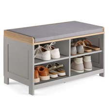Grey Shoe Storage Bench with Seat, Hallway Bench & 4 Storage Shelves, VonHaus