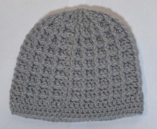 Crochet Handmade Uni Beanie/Hat Silver/Grey Waffle Stitch Design with Sparkles