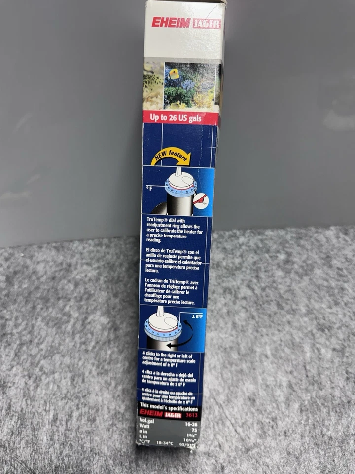 Calentador de acuario Eheim True Temp 75 vatios calentador sumergible de vidrio Pyrex Foto 2 de 4