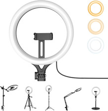 11'' Dimmable Ring Light with Phone Holder, LED Circle Light USB Powered, 3 Ligh