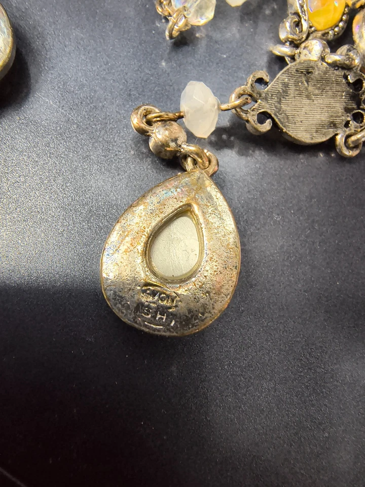 Avon 2007 Plato Plata Citrino Set Regalo Gota Y Collar Pendientes Gancho Francés Foto 3 de 4