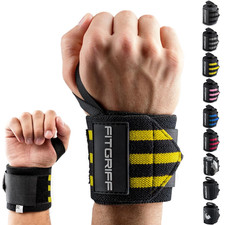 Wrist Wraps 18" Weightlifting Heavy Duty Gym Support Bench Press Black Yellow