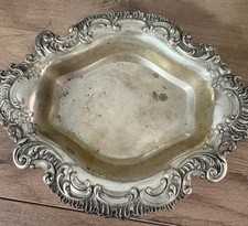 Ovale versilberte Schale/Platte mit Ornamentrand, Silberauflage