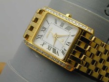 BULOVA ACCUTRON 26 GENUINE DIAMOND BEZEL SAPPHIRE CRYSTAL LADIES GOLD TONE