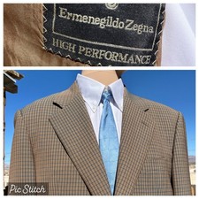 Ermenegildo Zegna High Performance Wool Blazer Men 41 Plaid Check Sport Coat