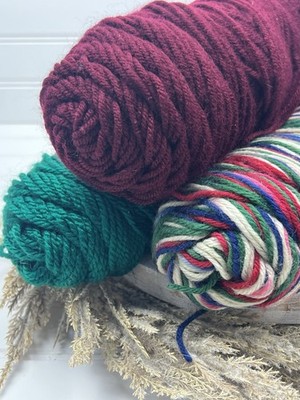 Yarn Grab Bag Mixture Tagless 13.2 OZ Variety Green Red Blue Multi Color