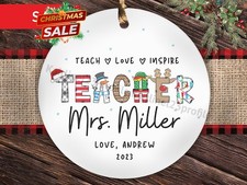 Personalized Teacher Ornament, Custom Teacher Christmas Ornament Gifts for Be...