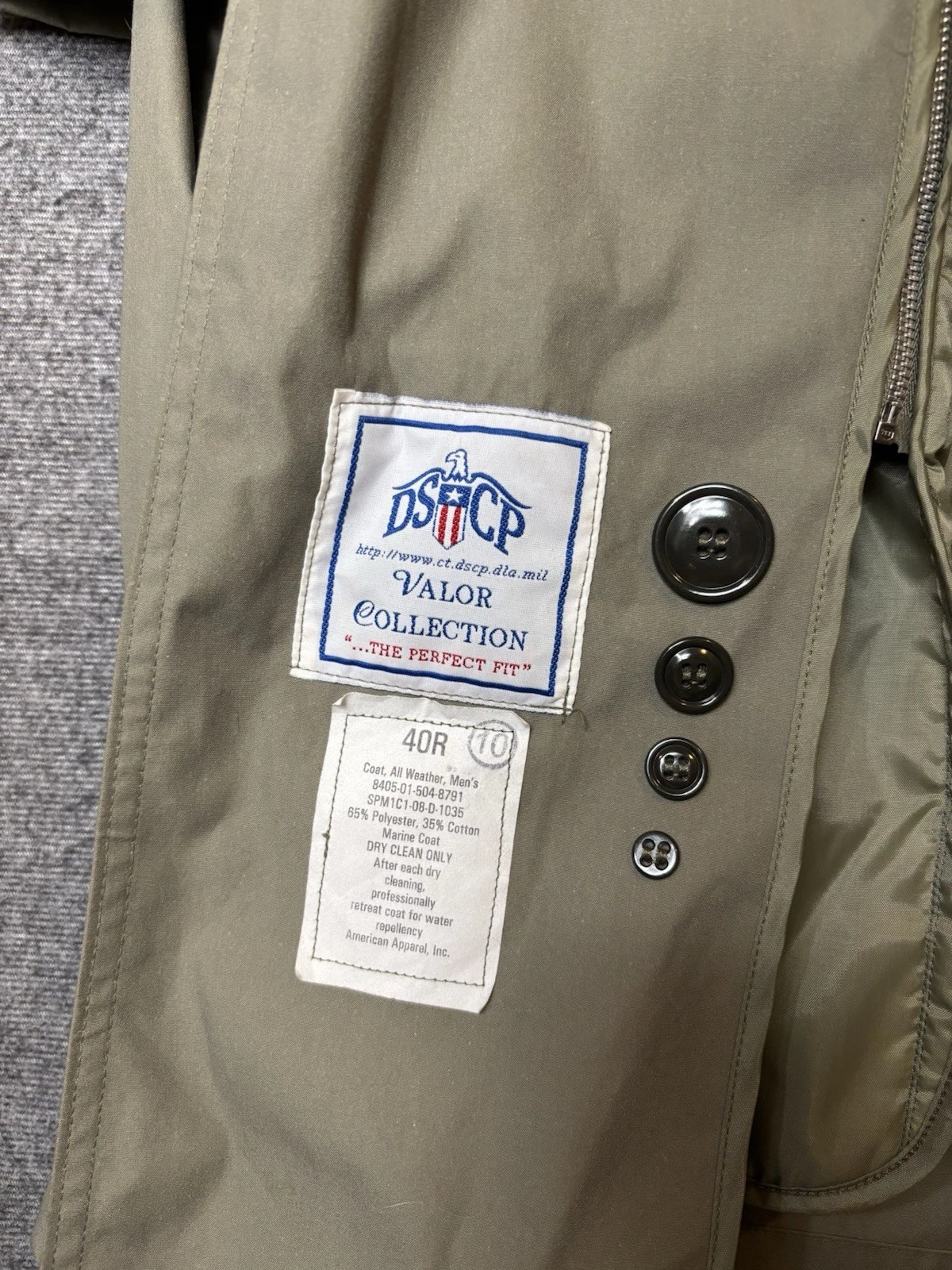 DSCP Valor Collection Lined Double Breasted Button Trench Coat Brown 40R image 5