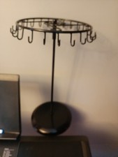 Rotating Jewelry Holder Black Metal Display Organizer Stand