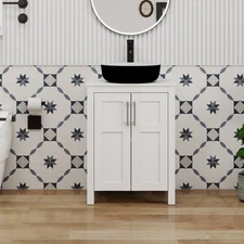 24" Bathroom Single Vanity with Vessel Sink Storage Cabinet Pop Up Drain Set