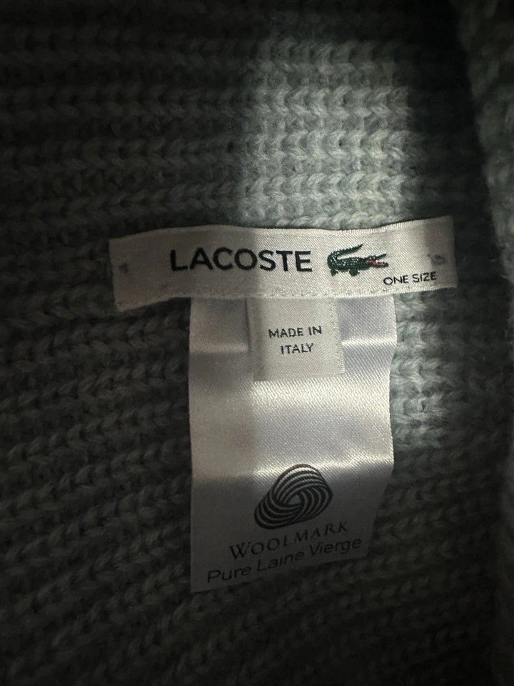 NUEVO ~ LACOSTE “Unisex” 100% LANA Gorro Sombrero con Puños - Talla Única Foto 4 de 4