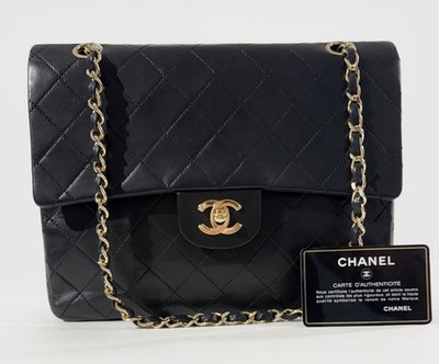 Chanel Classic Double Flap Medium   Black Lambskin GHW Vintage