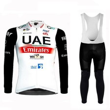 Men's Cycling Jersey Suit UAE Long Sleeve Team Bike Shirt MTB Gel Bib Pants Set
