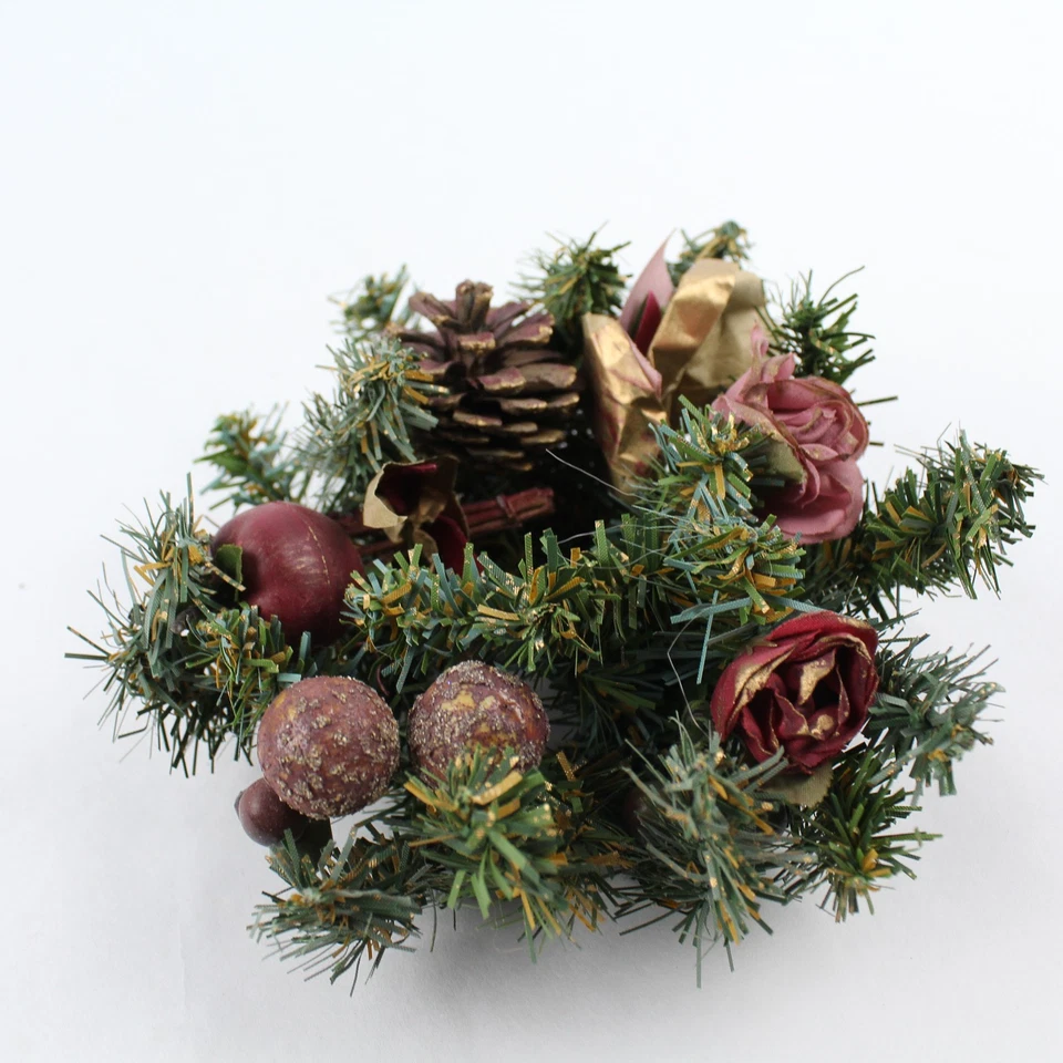 Lote de 2 anillos de velas de Navidad coronas con bayas y piñas Foto 4 de 4