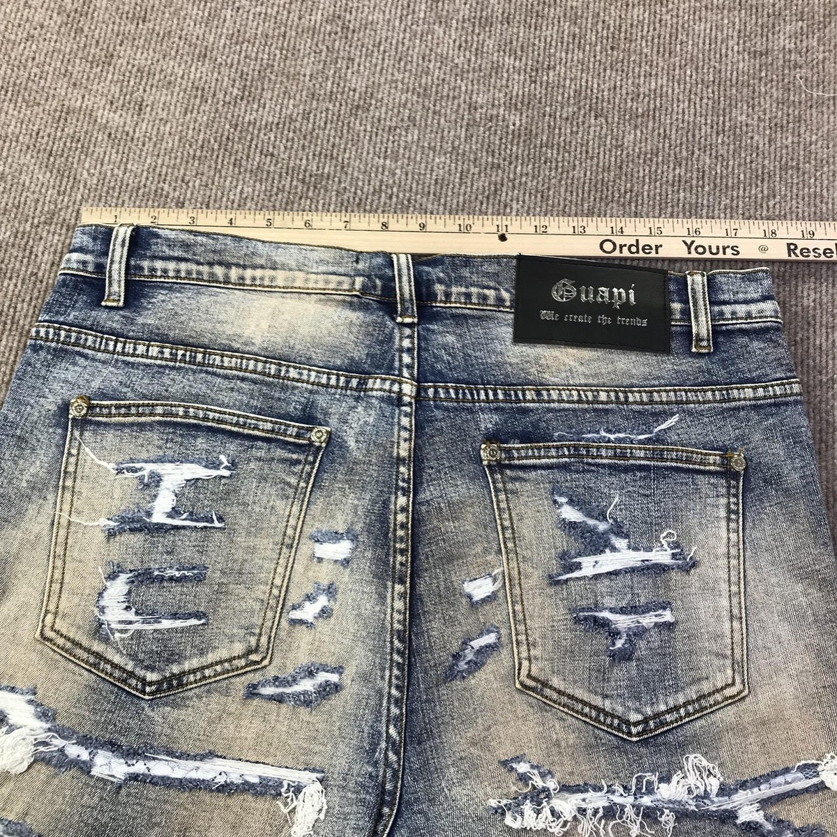 Guapi Shorts Mens 36 Distressed Ripped Denim Limited Edition Raw