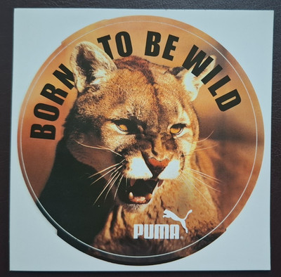 Aufkleber ''PUMA - BORN TO BE WILD'', 80er Jahre, 10,5 cm Durchmesser