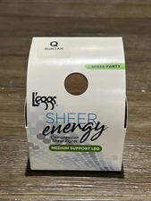L’eggs Sheer Energy Control Top Sheer Tights Medium Support Suntan Size Q