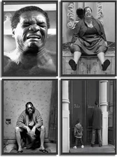 Funny Bathroom Decor Wall Art Set of 4,Black and White Wall Art Bathroom Vintage