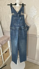 Fat Face Ladies Dungarees 6R blue banbury boyfriend fit denim Pockets